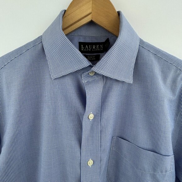NWOT Ralph Lauren men's shirt slim fit non-iron long sleeves blue size 16 Large - Picture 1 of 8